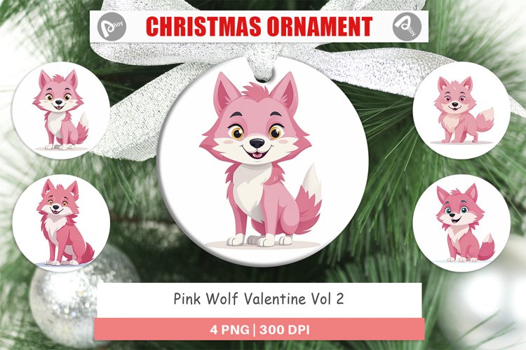 Ornament Pink Wolf Valentine example image 1
