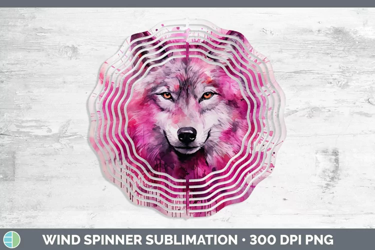 Pink Wolf Wind Spinner Sublimation Spinner Designs