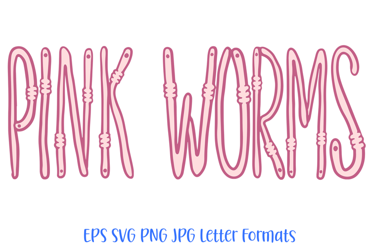 Pink Worms Alphabet Lettering Font ABC SVG PNG Cartoon Type