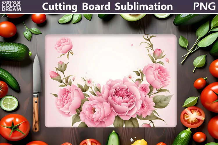 Peonies Cutting Board | Kitchen Cutting Board