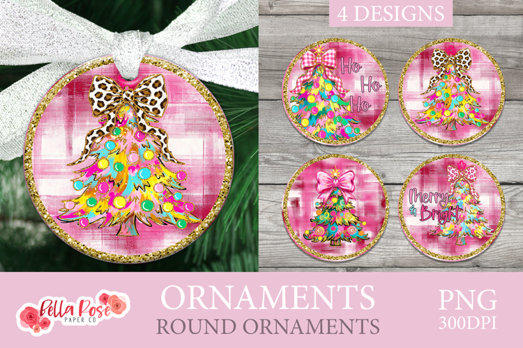 Pink Christmas Trees | Girly | Round Christmas Ornaments