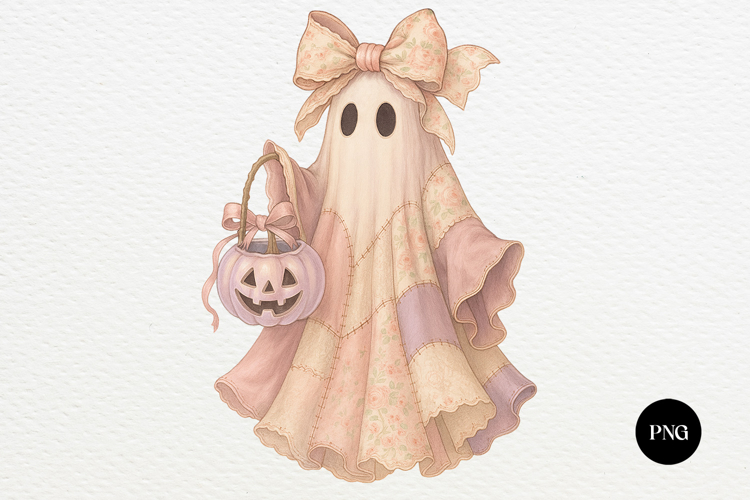 Halloween PNG Ghost Pumpkin Coquette Sublimation Design
