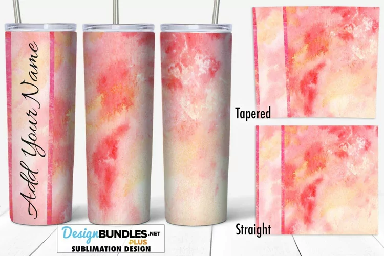 Pink Orange Watercolor 20 oz. Tumbler Wrap | Add Your Name