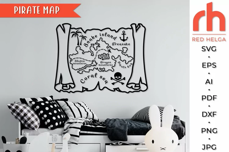 Pirate Map SVG, Kids Party Decor Cut File, Treasure Map DXF