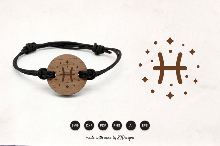 Pisces Bracelet Laser Cut SVG - Wooden Zodiac Laser Cut