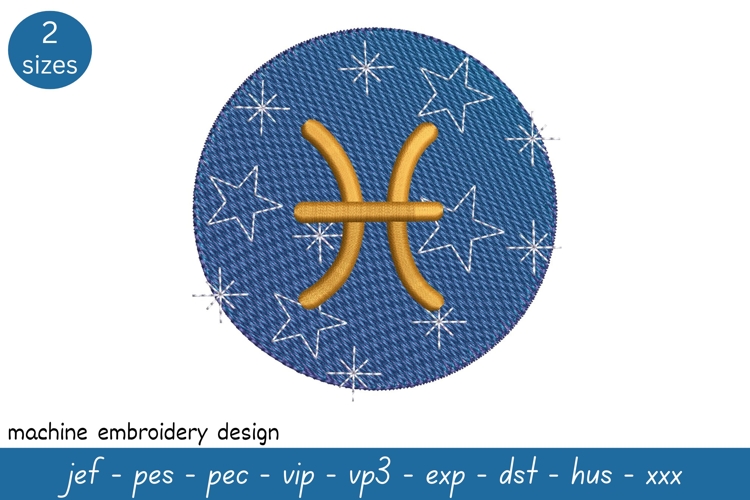 Pisces Embroidery Design - Astrological Embroidery Pattern