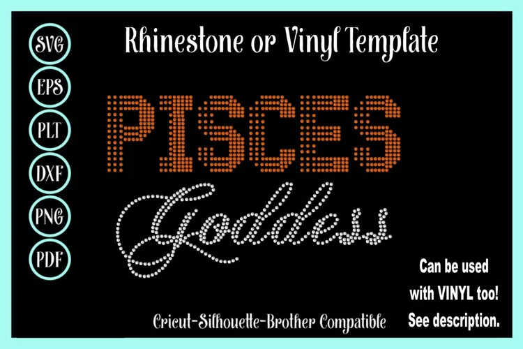 Pisces Rhinestone SVG Template - Birthday Bling Design