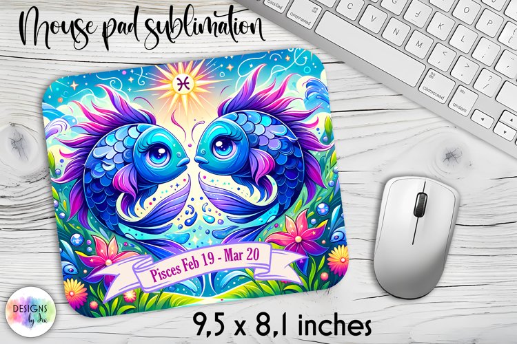 Zodiac Sign Mouse Pad, Pisces Sign Mouse Pad, Horoscope