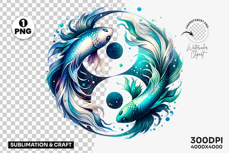 Pisces Zodiac Fish Astrology Horoscope PNG Sublimation