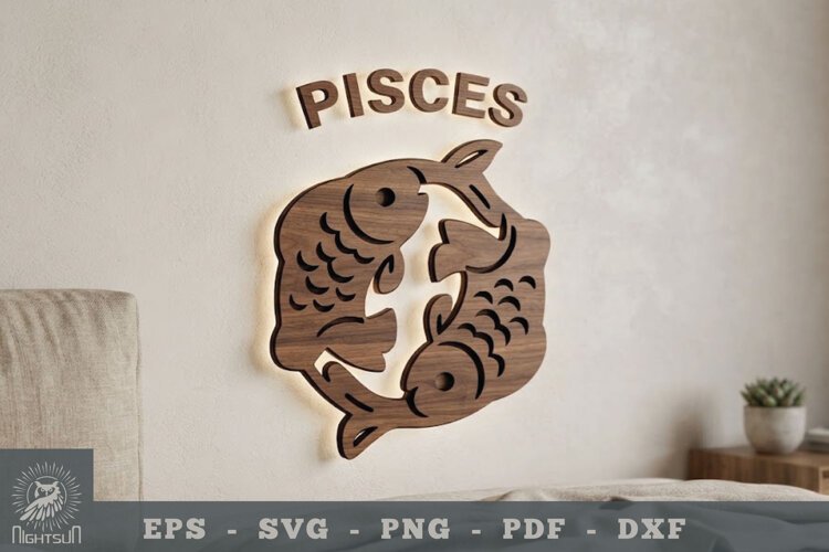 Pisces Zodiac Lasercut Wall Decor example image 1