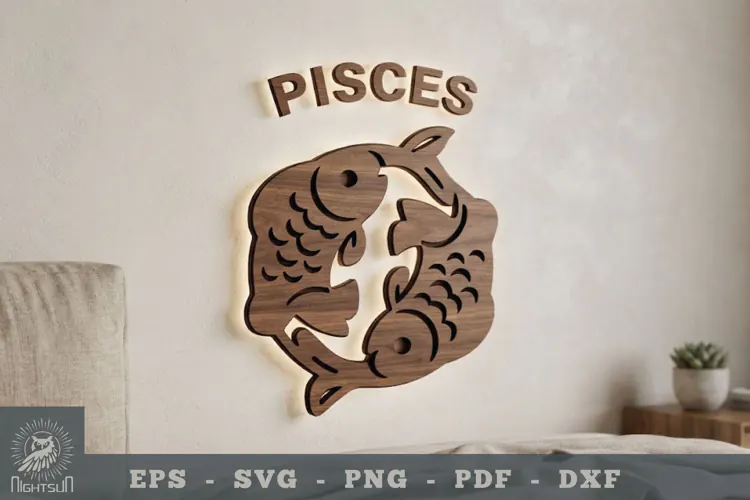 Pisces Zodiac Lasercut Wall Decor