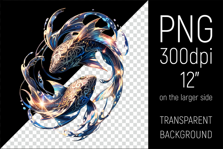 Pisces Zodiac Sign Clipart | Mystical Horoscope Illustr