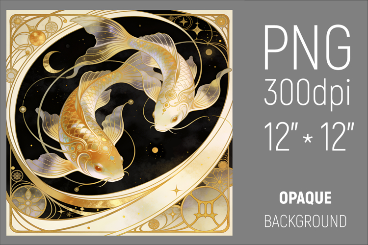 Pisces Zodiac Sign Clipart | Mystical Horoscope Illustr