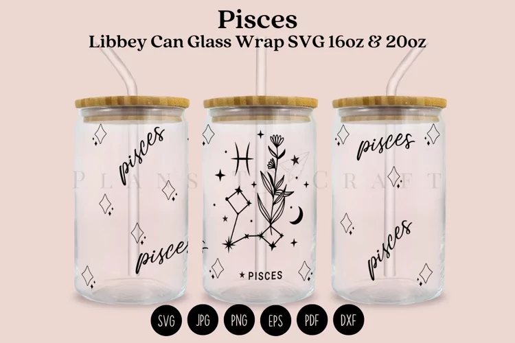 Pisces Libbey Can Glass Wrap SVG 16oz 20oz