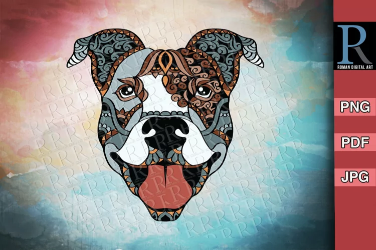 Mandala Pit bull PNG File, Pitbull Sublimation Design