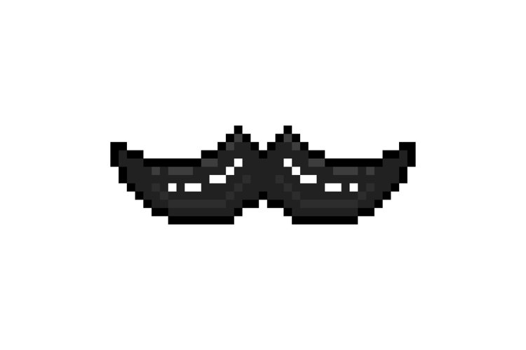 Pixel art black moustache graphic design object