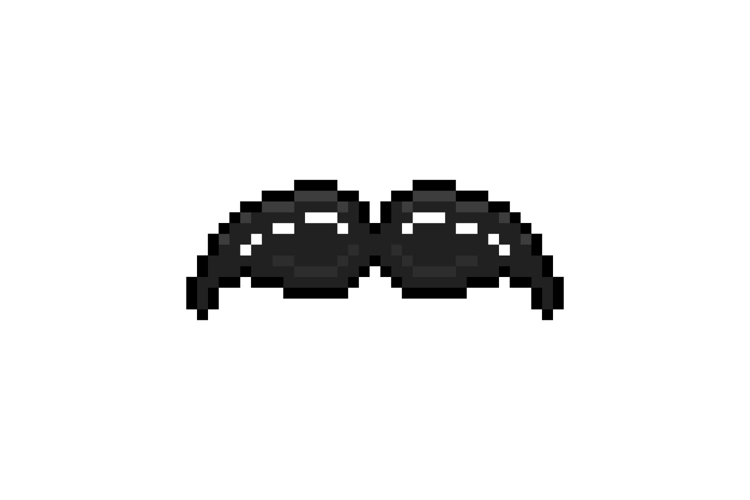 Pixel art black moustache graphic design vector
