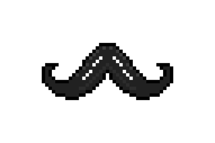 Pixel art black moustache object graphic element