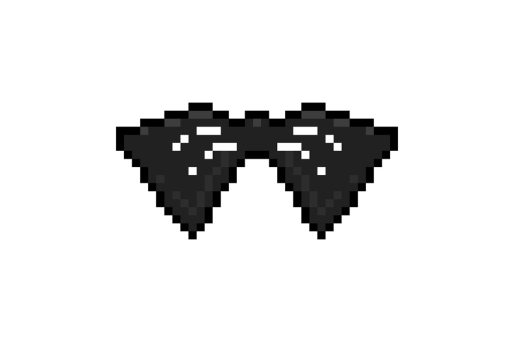 Pixel art black moustache object graphic illustration