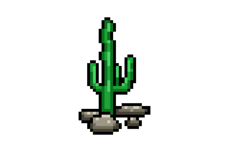 Pixel art cactus nature plant graphic isolated