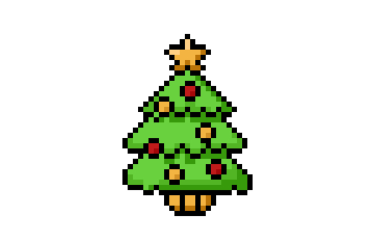 Pixel art christmas tree graphic design vector
