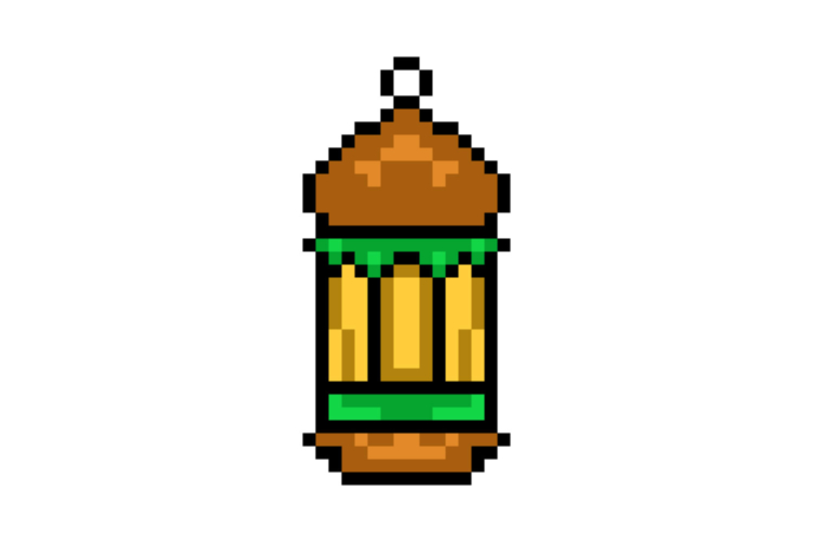 Pixel art classic lantern graphic illustration