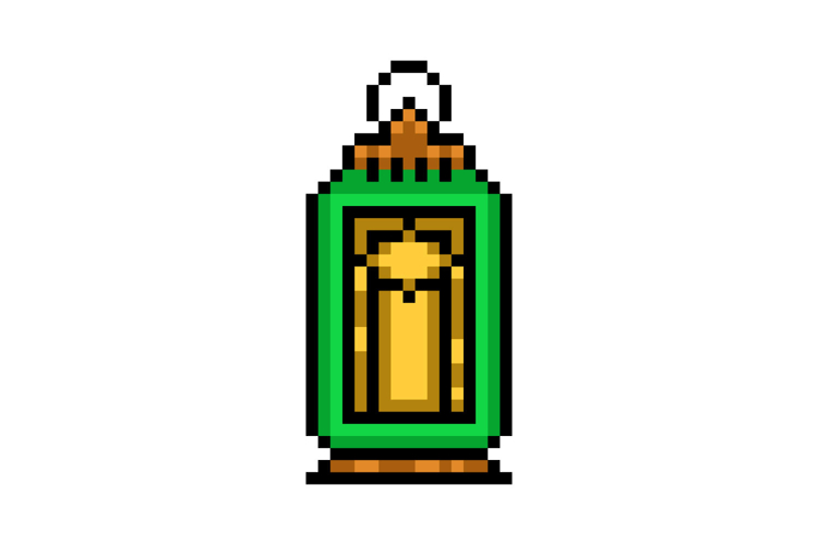 Pixel art classic lantern graphic isolated