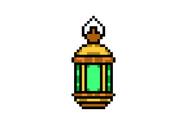 Pixel art classic lantern graphic vector