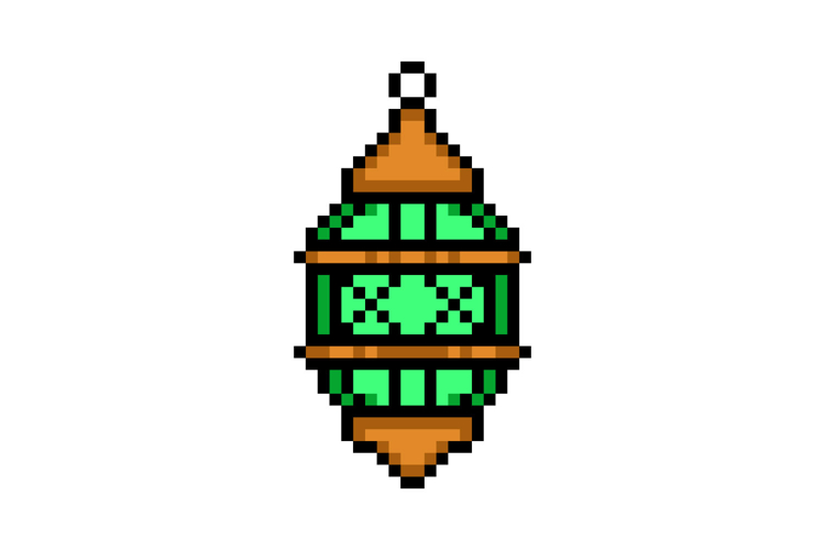 Pixel art decorative islamic lantern design