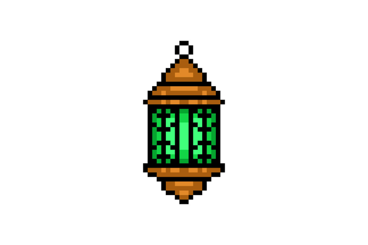 Pixel art decorative lantern object graphic clipart