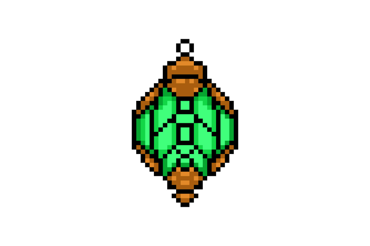 Pixel art decorative lantern object graphic isolated