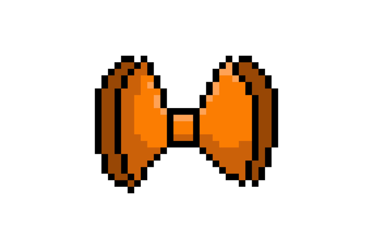 Pixel art decorative ribbon graphic element
