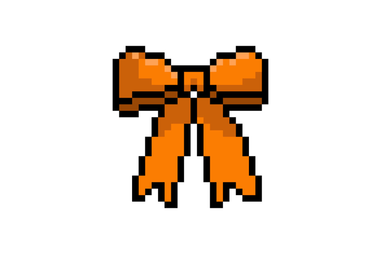 Pixel art decorative ribbon graphic vector