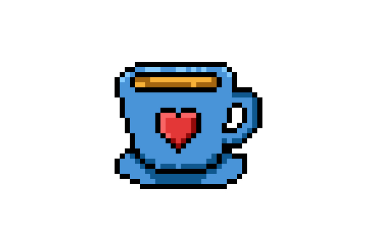 Pixel art drawing coffee cup design clipart