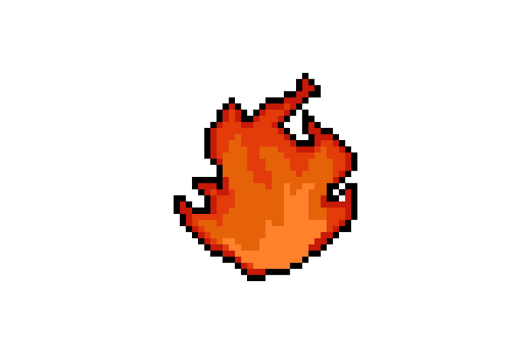 Pixel art flame and fire graphic vector