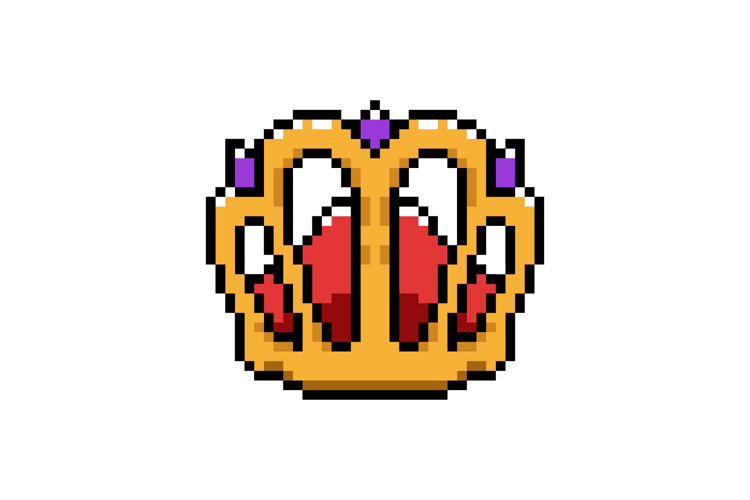Pixel art gold crown object clipart vector