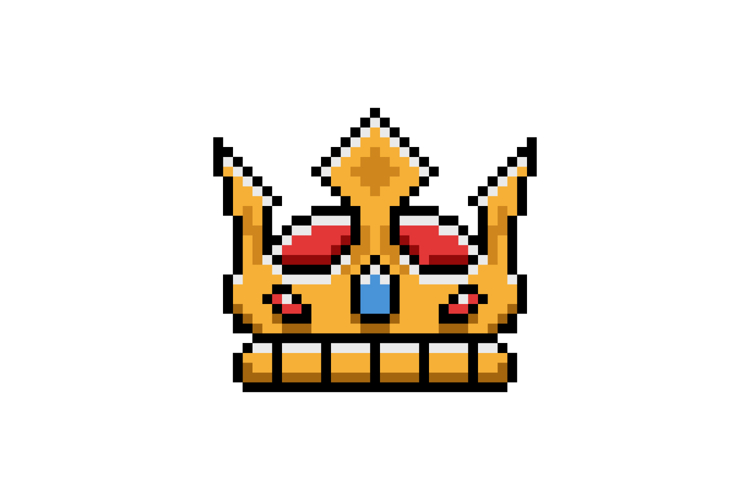 Pixel art golden crown clipart element vector