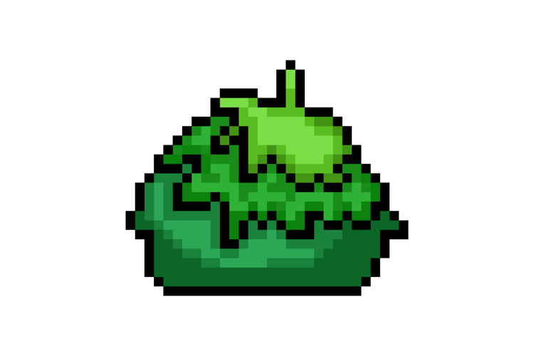 Pixel art green grass game object illustration
