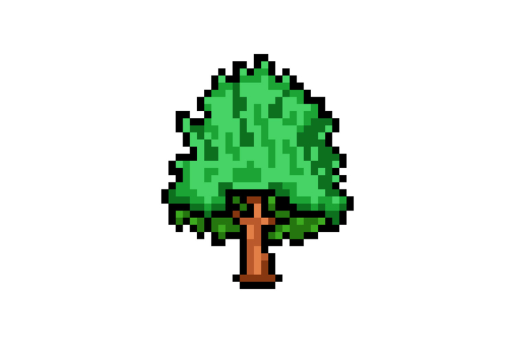 Pixel art green tree park graphic concept