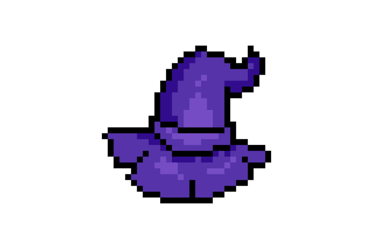 Pixel art halloween witch hat graphic design vector
