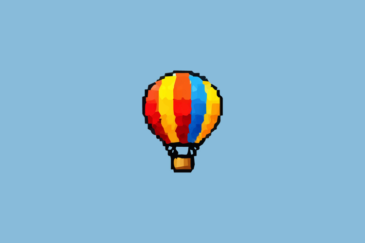 Pixel Art Hot Air Balloon Design Vector