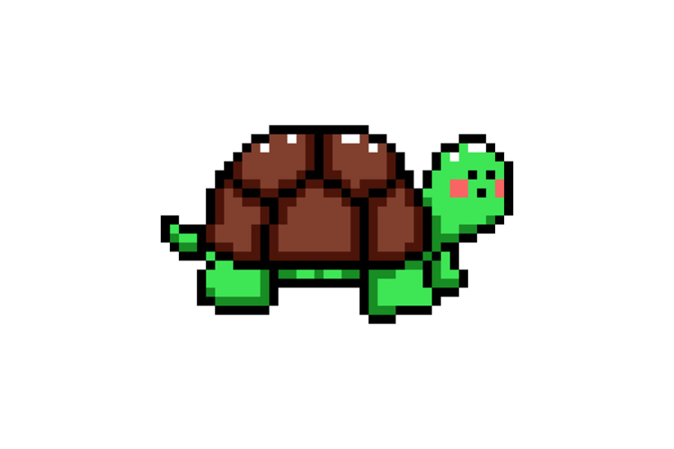 Pixel art illustration character turtles design