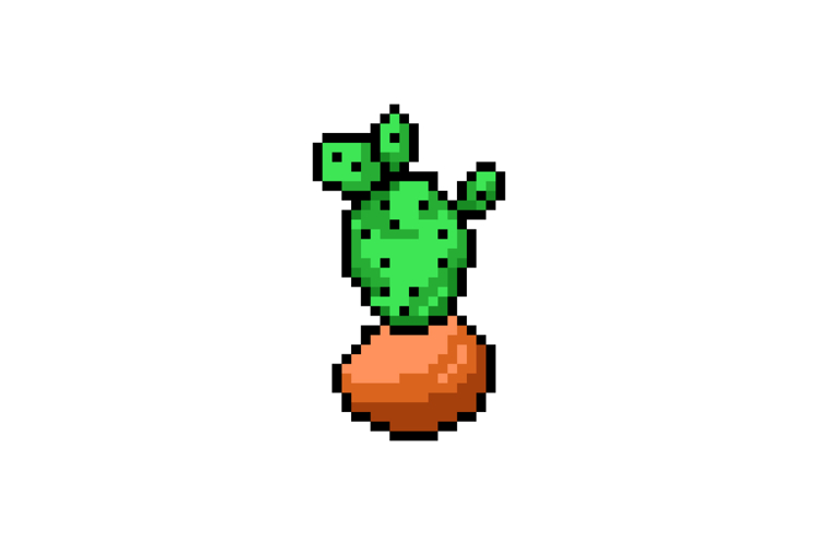Pixel art illustration drawing cactus plant graphic
