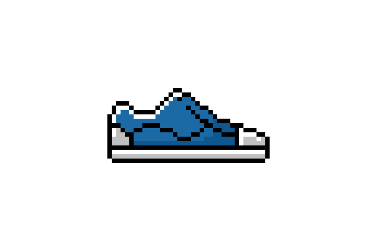 Pixel art illustration drawing casual shoes design