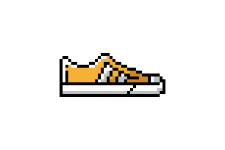Pixel art illustration drawing casual shoes graphic