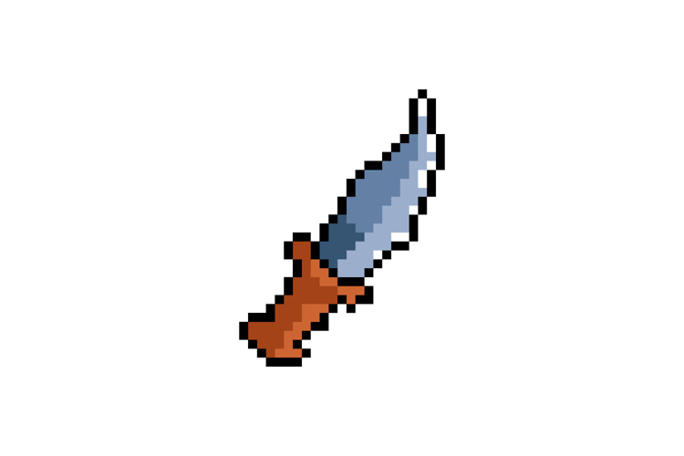 Pixel art knife weapon graphic design vector