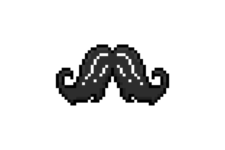 Pixel art moustache face element graphic concept