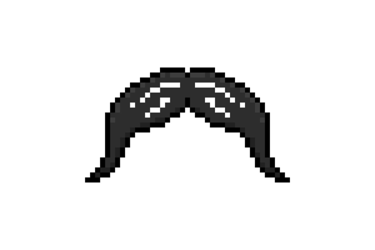 Pixel art moustache face element graphic vector