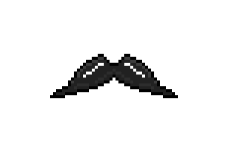 Pixel art moustache graphic design element