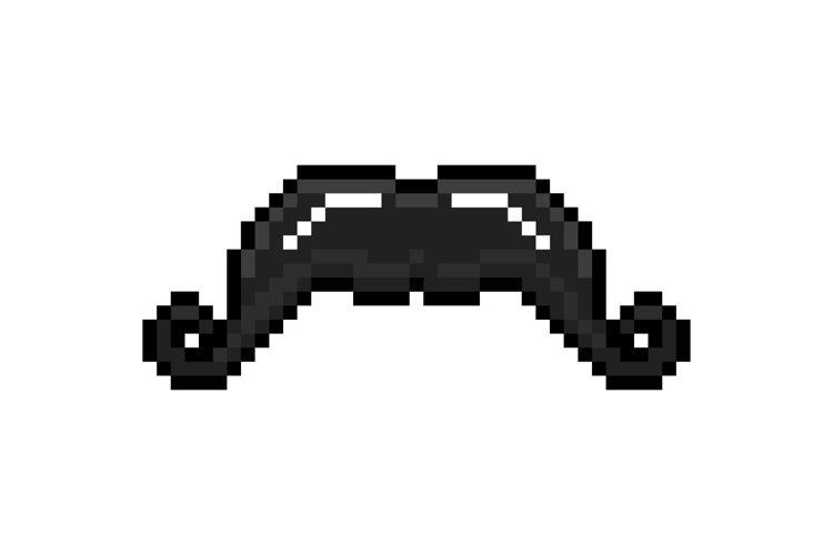 Pixel art moustache graphic design illustration